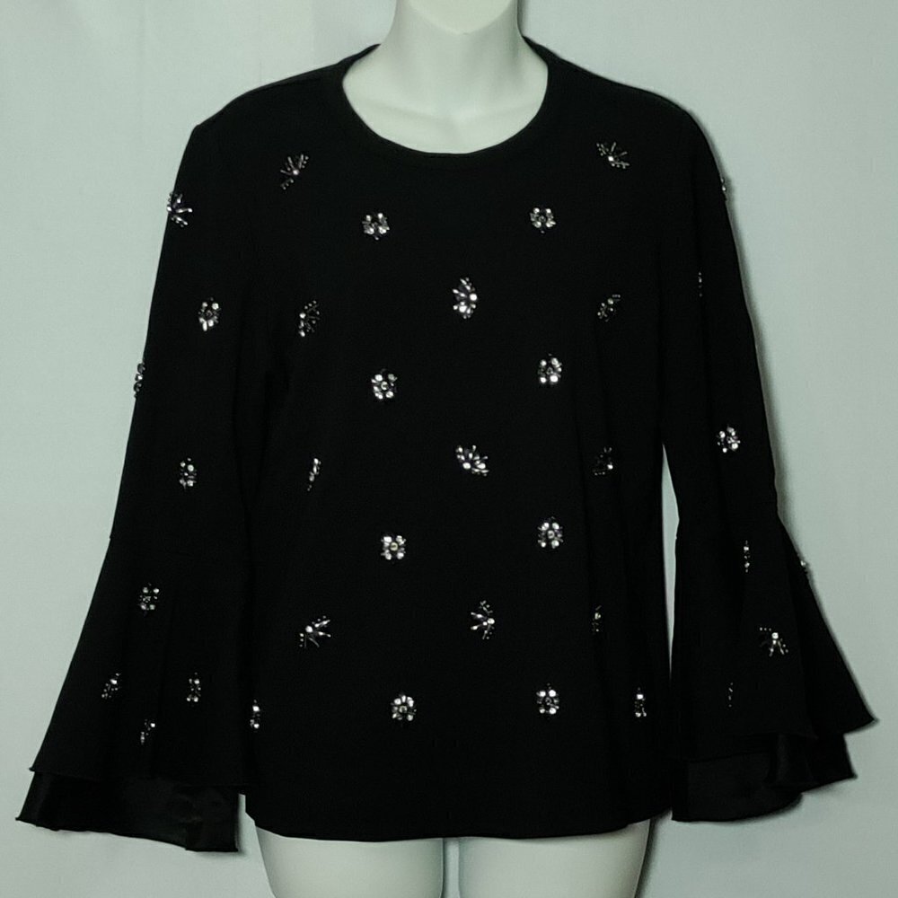 Kobi Halperin Embellished Rhinestones Bell Sleeve Size Medium
